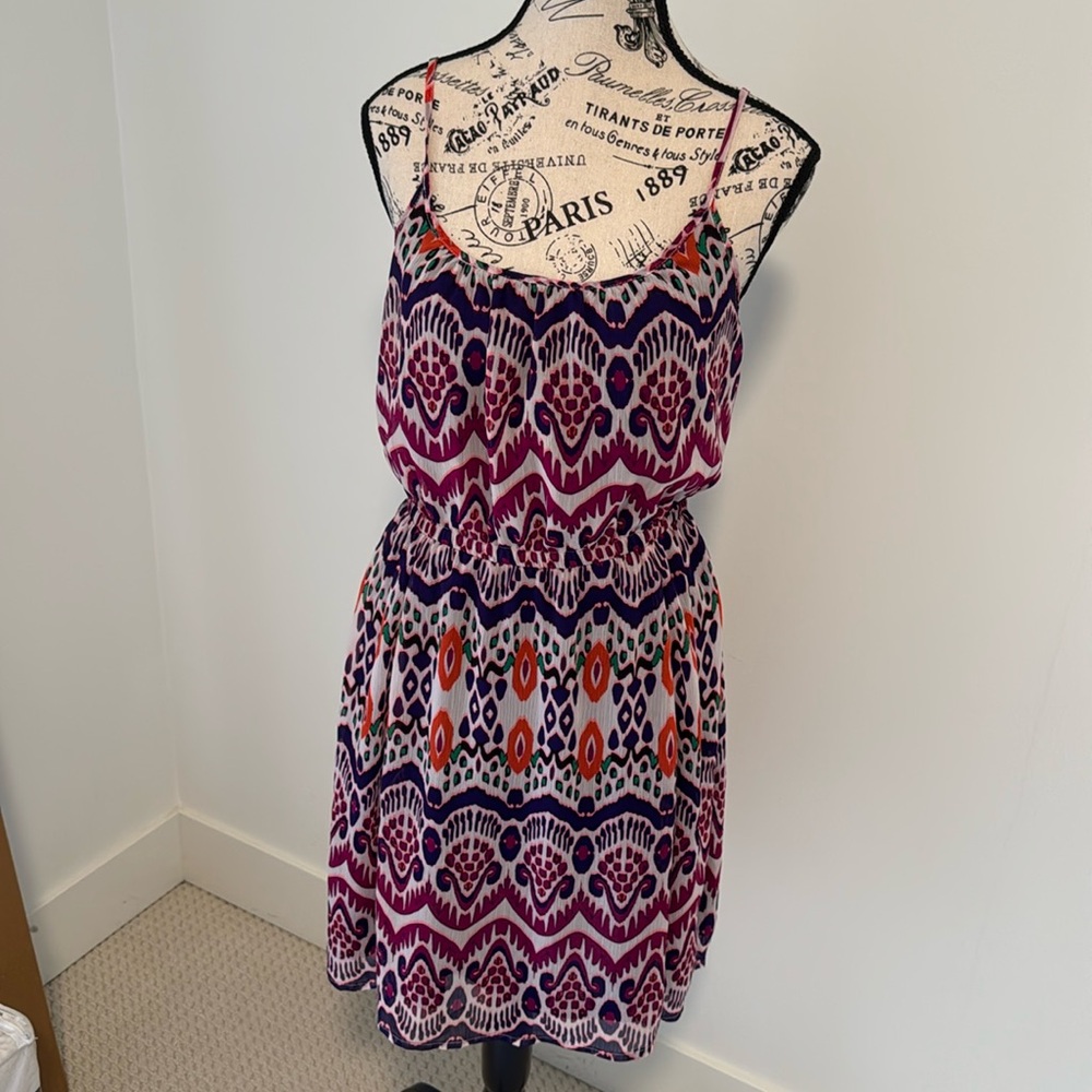 Printed Mini Dress with Elastic Waist - Picture 1 of 5